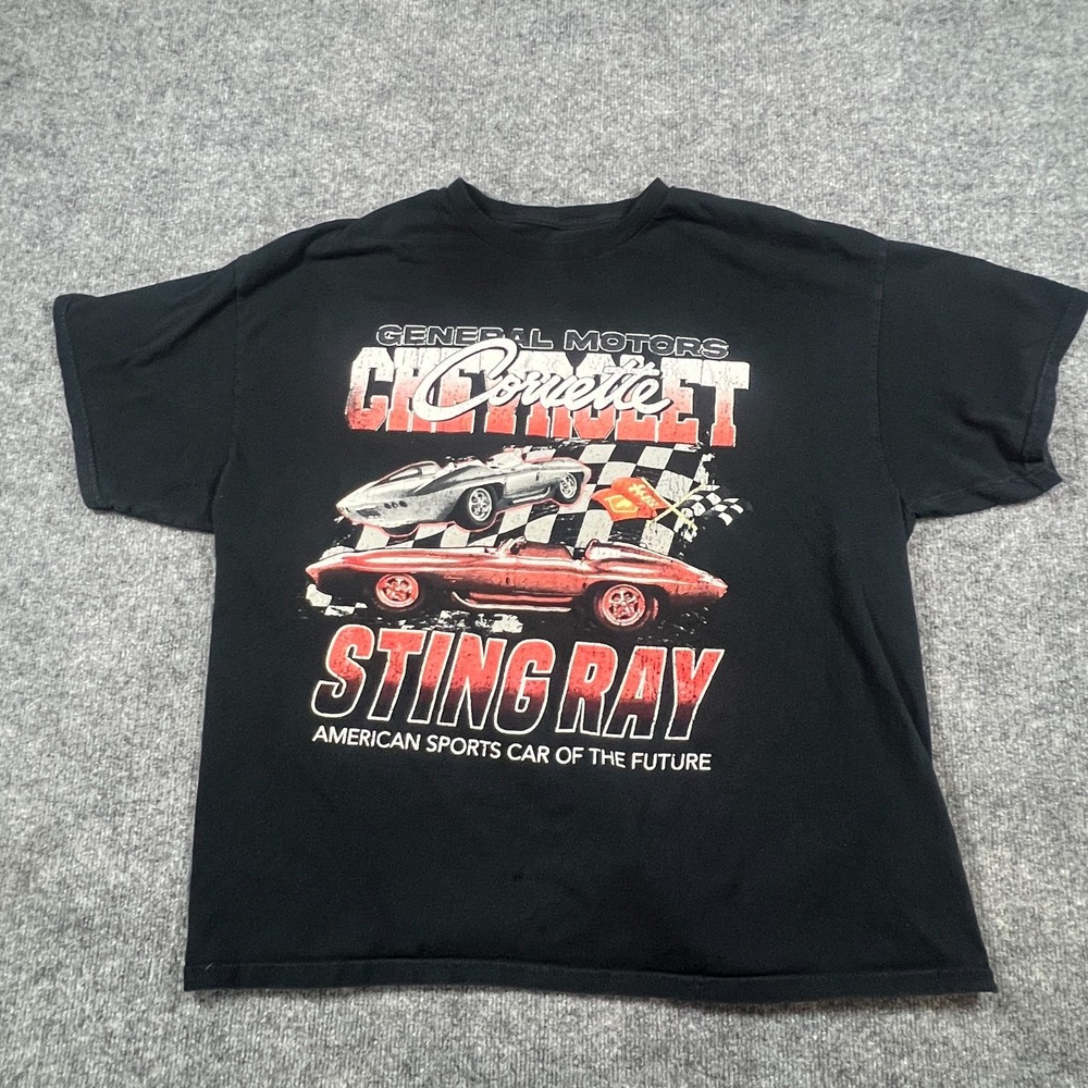 General Motors Official T Shirt Mens 2X Black Cotton Chevrolet Corvette Stingray